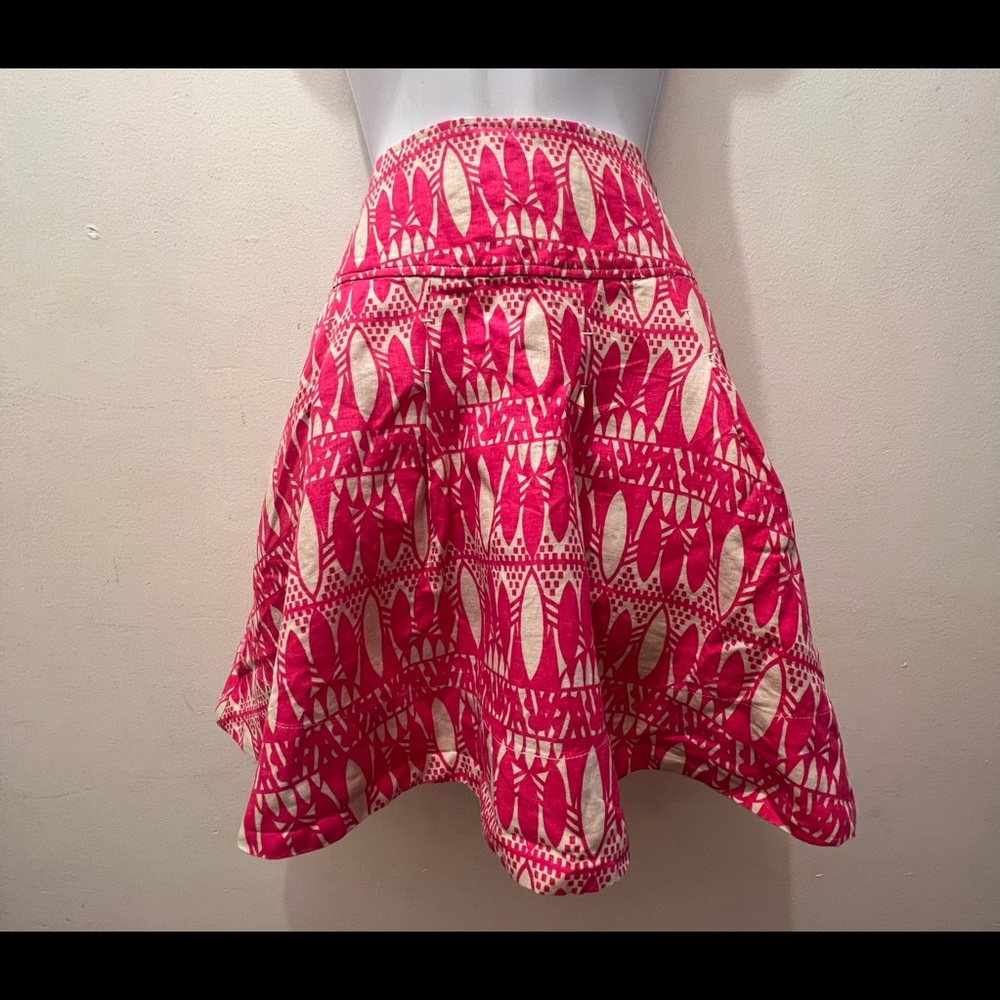 H & M Y2K Pink Pattern Linen Skirt W/ Pockets